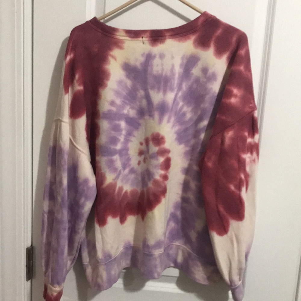 Style& Co size 2X tie dye sweat shirt burgundy lavender and white NWT - Picture 2 of 3